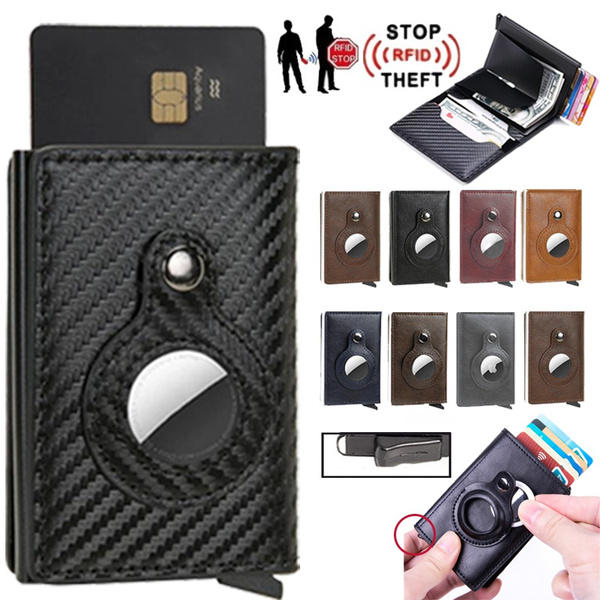 Airtag Wallet Credit Card Holder For Men, Rfid Blocking Leather
