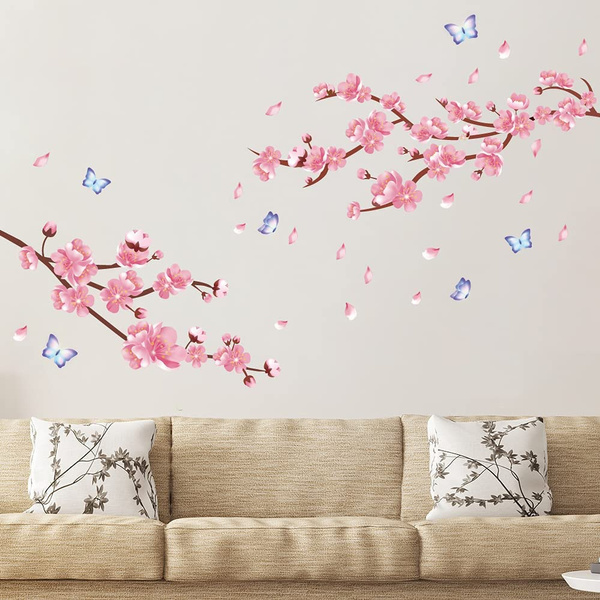 Cherry Blossom Wall Sticker Japanese Sakura Wall Decal Pink Flower ...