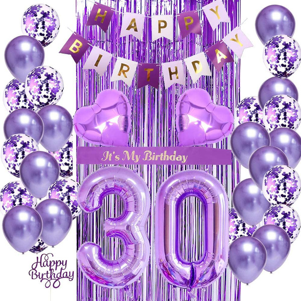 30th Birthday Decorations For Her, 30th Birthday Balloons Purple, 30th 