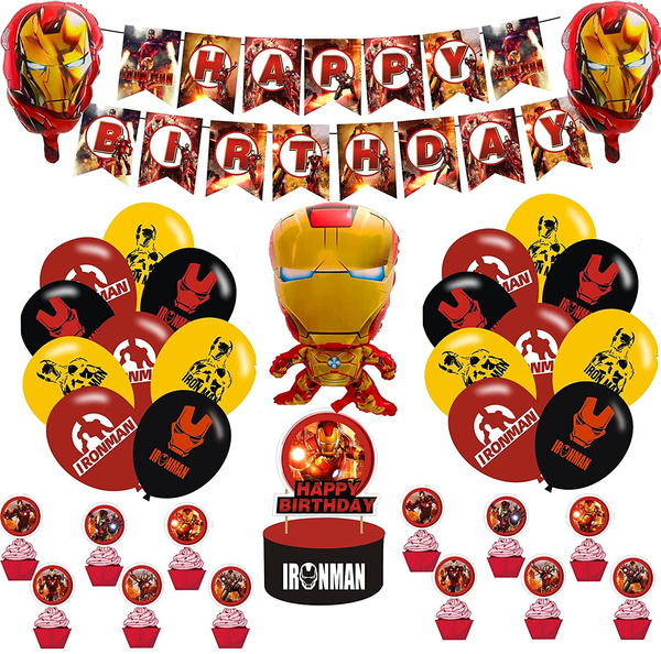Iron Man Party Decorations Set Including iron Man Banner Latex Balloon