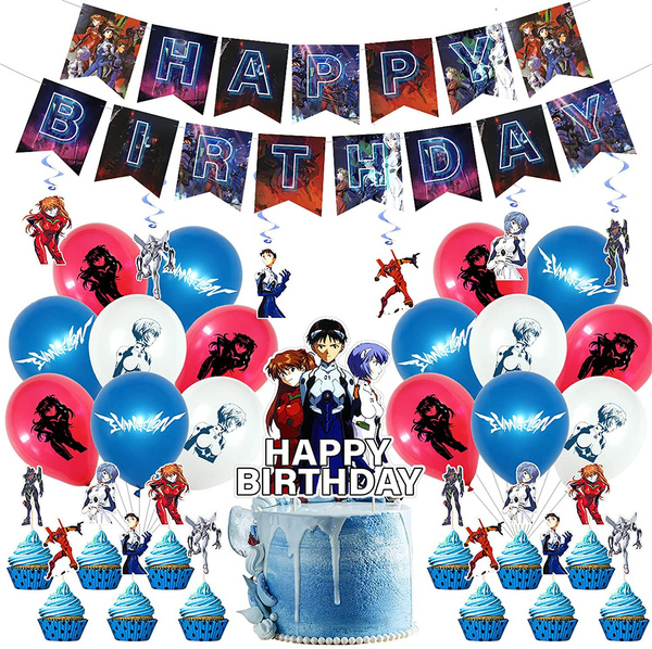 36pcs Neon Genesis Evangelion Birthday Party Supplies And Decorations 