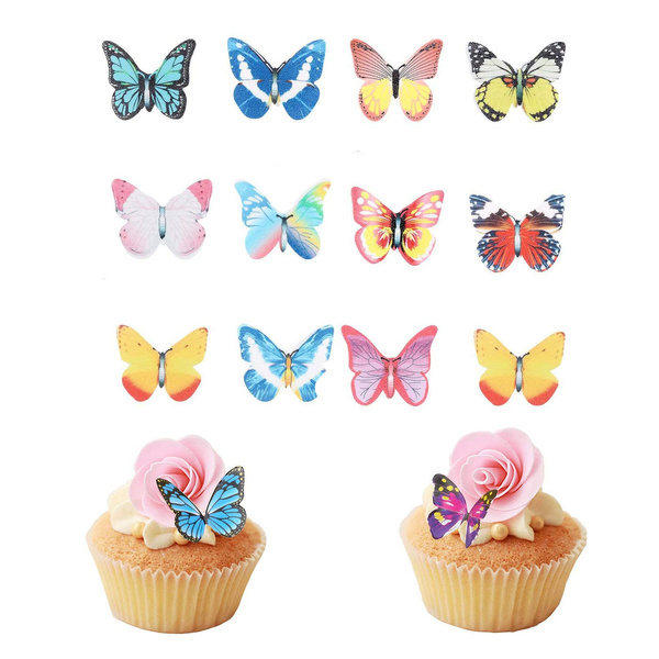 50 pcs Butterfly decorations edible cake decorations butterfly Cupcake