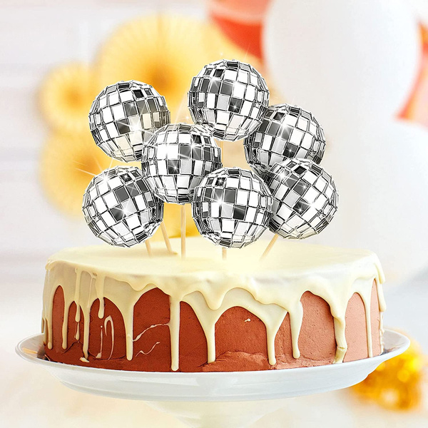 20 Pieces Disco Ball Cake Toppers Mirror Disco Ball Cupcake Toppers