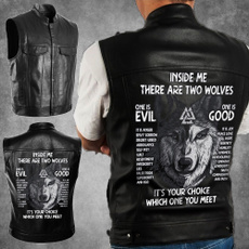 wolfleatherjacket, Vest, Fashion, leathervestmen