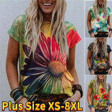 Plus Size, Women Blouse, summer t-shirts, short sleeves