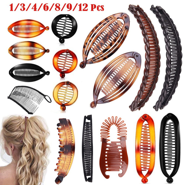 Women Fashion Banana Clip Hair Comb Round Fish Hair Clip Set Vintage  Flexible Ponytail Holder Clip Lazy Hair Comb Thick Curly Hair Accessories  Interlocking Hair Styling Hairpin Accessories | Wish