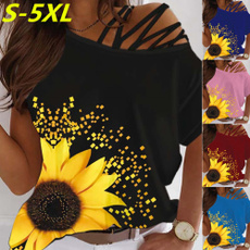 Summer, Plus Size, Sleeve, Sunflowers