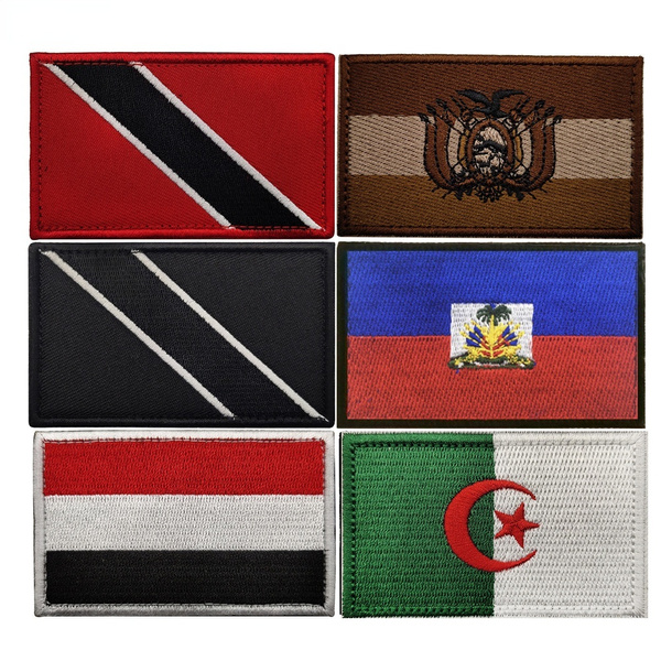 Trinidad and Tobago Yemen Haiti Bolivia Algeria Embroidered Flag Army  Tactical Military Patch National Emblem Cloth Stickers Patches Badge