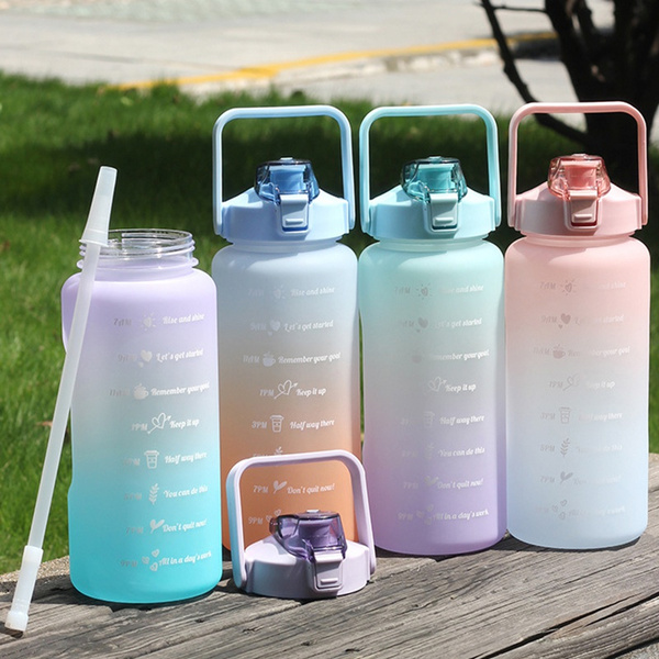 2000ml Large Capacity Plastic Straw Water Cup Sports Water Bottle