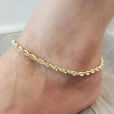 yellow gold, silveranklet, Rope, ankletsforwomen