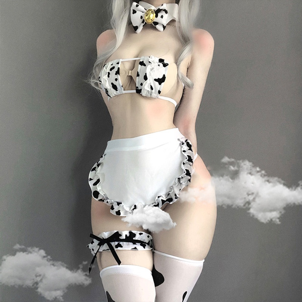 New Cow Cosplay Costume Maid Tankini Bikini Swimsuit Anime Girl