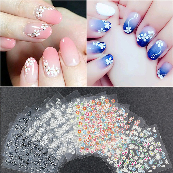 5/10/20/30/50 Sheet 3D Mix Color Floral Design Nail Art Stickers Decals