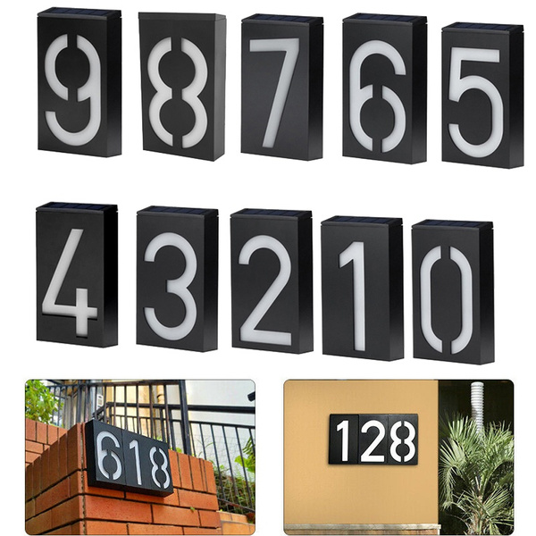 Solar Lighted House Address Numbers Sign, Solar Powered House Numbers Light With Stake, LED Illuminated Outdoor Address Plaque For Home Yard Garden House (Warm White/Cool White)