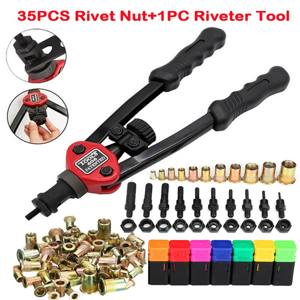 35PCS Rivet Nut +M3-M12 Hand Rivet Nut Tool With Mandrel Repair Kit | Wish