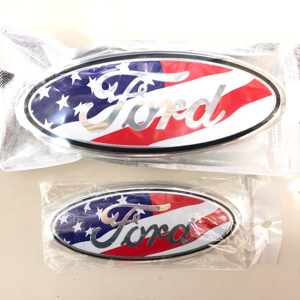 Car Front Grille & Rear Trunk Emblem American Flag USA Flag Badge Car ...