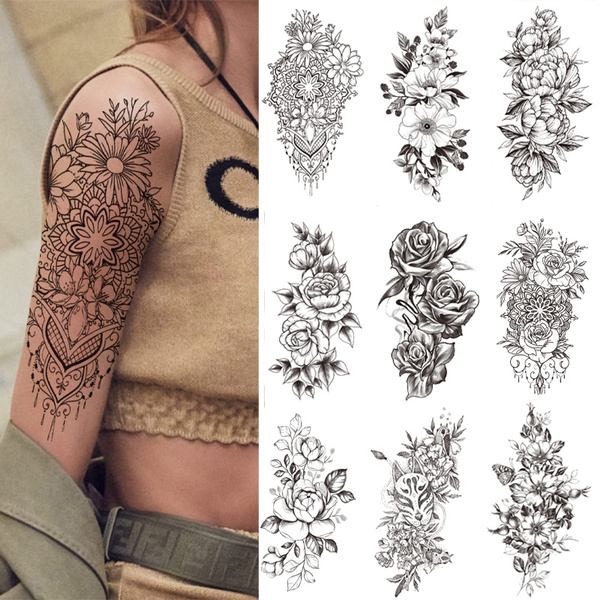 1pc Fake Flower Tattoo Stickers Temporary Tattoo Waterproof Floral
