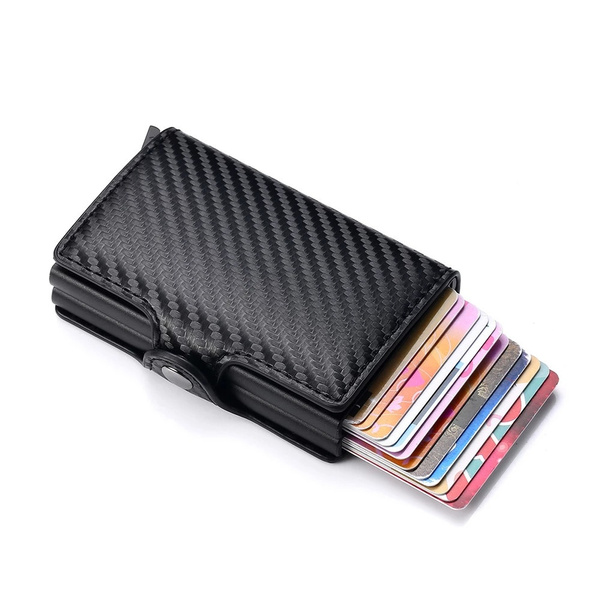 2022 Carbon Fiber Card Holder Mens Double Anti Rfid Credit Card holder