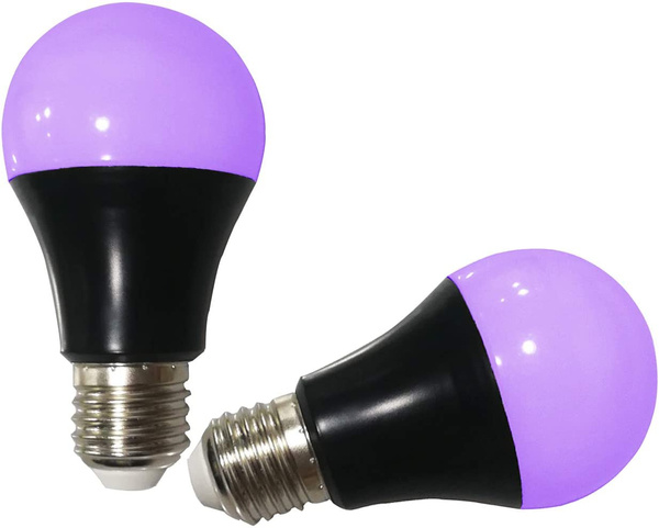 2-Pack A19 LED Black Light Bulbs – 9W (100W Equivalent), Dimmable, E26 Base, 25,000 Hour Life For Parties