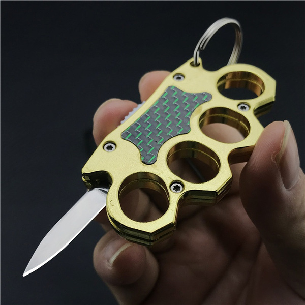 Mini Knife Knuckle Trench Boxing Knife Spring Assisted Folding Knife ...