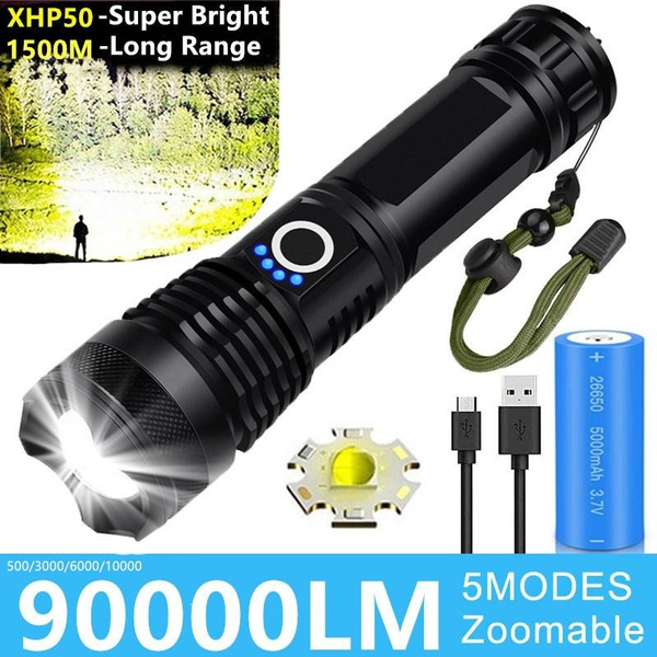 990000000 Lumen Super Bright LED Tactical Flashlight