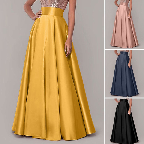 ZANZEA Women Maxi Skirts Elegant Fashion Satin Elastic High Waist Casual Evening  Party Wedding Long Skirt