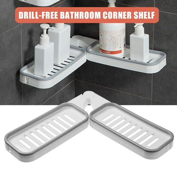 1PC Bathroom Corner Punch-Free Rack Wall Mounted Storage Rack Suction  Holder