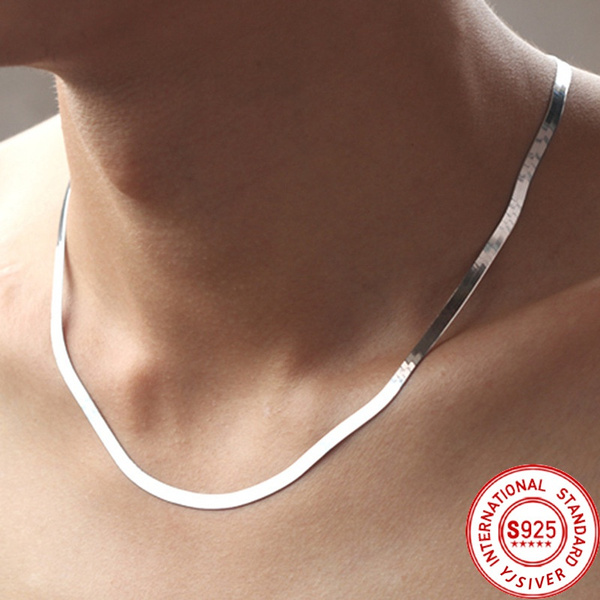 925 Silver Necklace 4MM Snake Chain Men & Women Couple Sterling