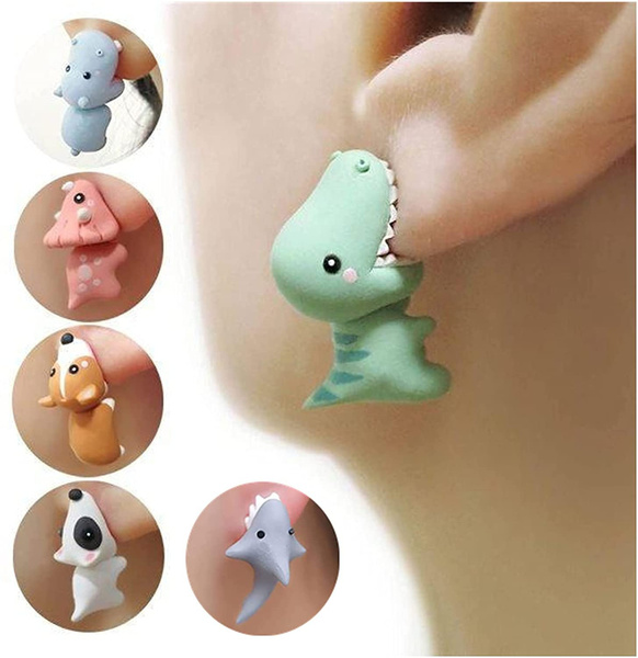 Cute Animal Bite Earring Polymer Clay Studs, 3D Clay Earrings, Fashion  Simple Handmade Polymer Animal Stud Earrings For Kids Girls Women (1 Pair)  | Wish