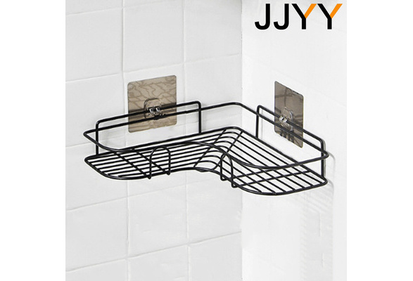 Corner Shower Shelf Holder Bathroom Kitchen Storage Rack Black Punch-Free  on OnBuy