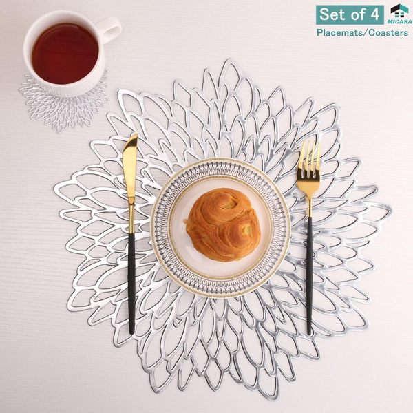 MI CASA Placemats Table Mats Set of 4, Placemats Coasters Heat