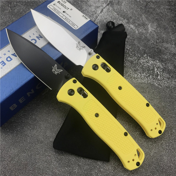 2022 Benchmade 535 Bugout Black&White S30V Steel Blade Yellow Nylon