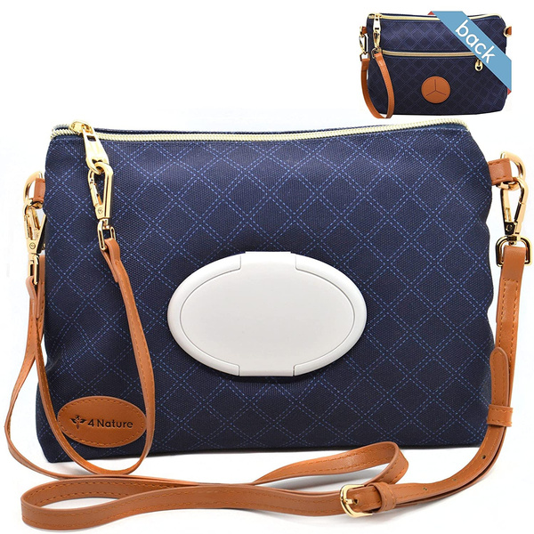Navy Stripe GLOSSY Baby Duffel by Mint Sweet Little Things main image 0