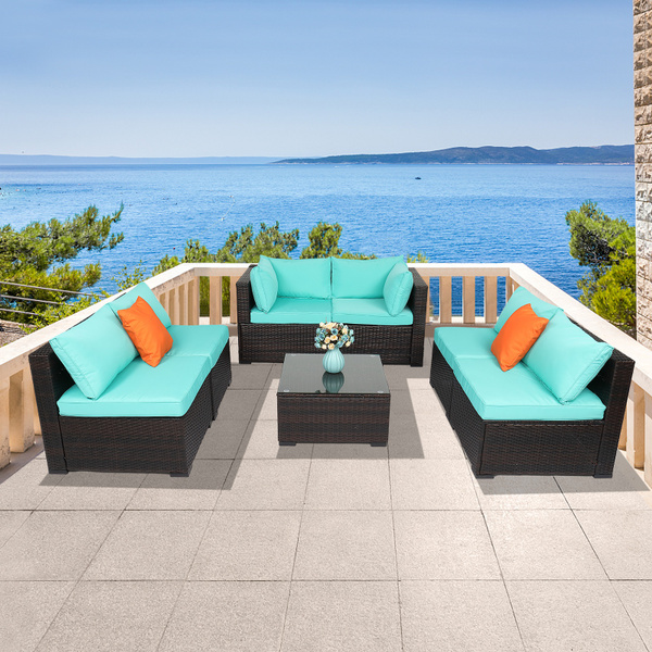 7PCS Patio Sofa Set Outdoor Furniture Sectional AllWeather Wicker