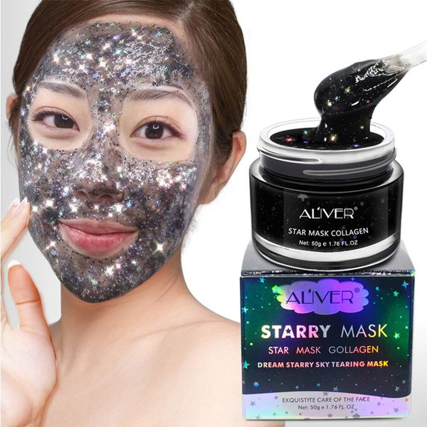 Starry Glitter Face mask,Peel Off Facial mask, Black Face Glitter mask,Moisturizing Deeply