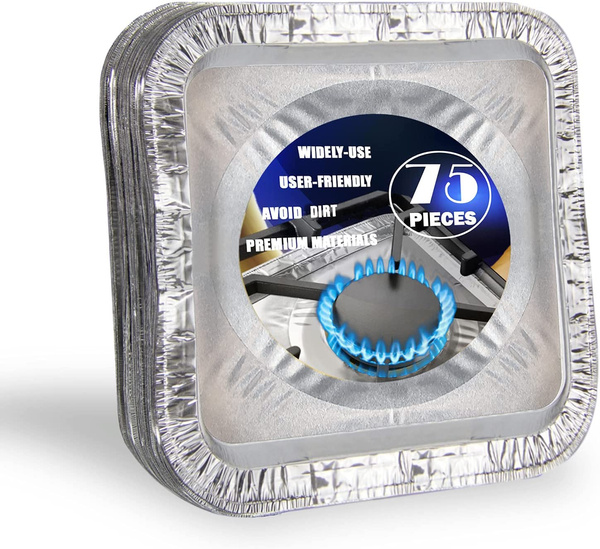 [75 Pack] 8.5 Inch Aluminum Foil Stove Burner Covers Disposable