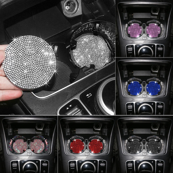 2Pcs/Set Universal Anti Slip Silicone Cup Holder Insert Bling Car Coasters  For Cup Holder 2 Pack Crystal Rhinestone Car Interior Accessories