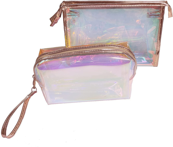 Holographic makeup bag, Toiletry Bag, Clear make up bag for women