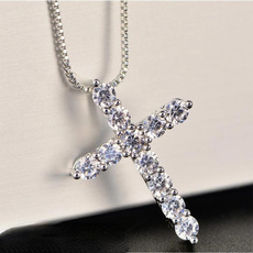 Sterling, DIAMOND, Cross necklace, necklace women