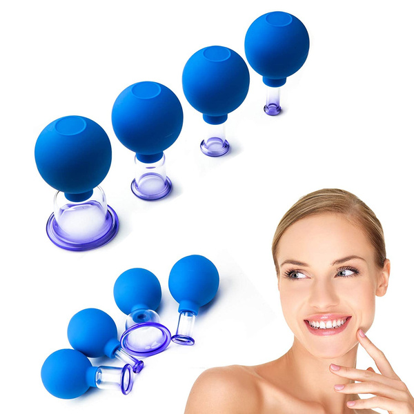 4 P Facial Glass Cupping Set - Vacuum Suction Cupping Cups, 4 Colors to ...