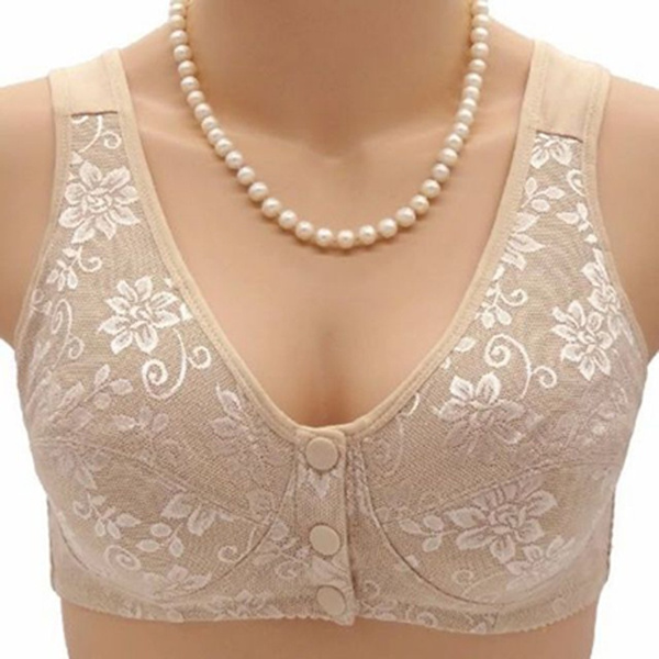 36~46 Summer Women Front Button Bra without padding Plus Size bras Mother's  Cotton Wireless Underwear Large Bralette 5121