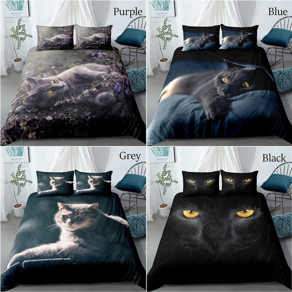 3D Digital Printed Bedding Black Cat Bedding Set Comforter Cover Set ...