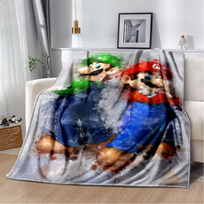 cartoonblanket, marioblanket, bedspread, TV