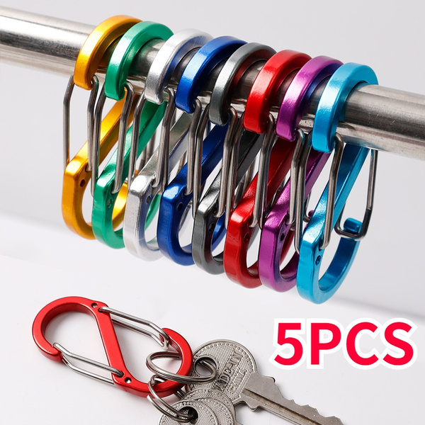 5PCS Aluminum Alloy Carabiner S-Ring Clip Hook Climbing Keychain Carabiner