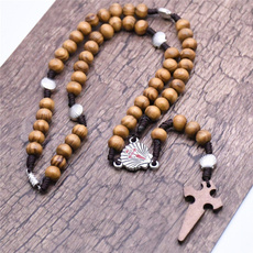 Necklace, roundwoodenbead, Fashion, Cross necklace