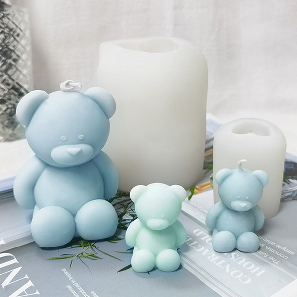 making soy wax teddy bear soap