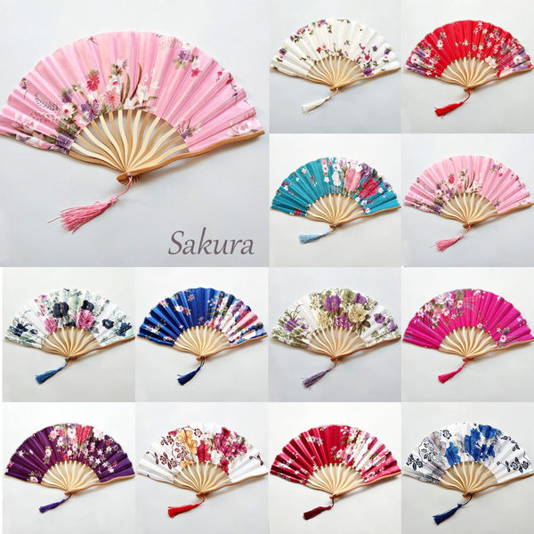 Hand Held Fans Silk Bamboo Folding Fans Handheld Folded Fan Chinese