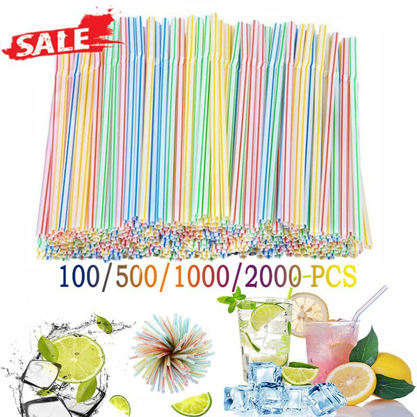 100/500/1000/2000 Pieces Brand New Colorful Disposable Drink Straws ...
