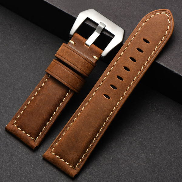 22 24 26mm Watch Strap Genuine Cow Leather Pin Buckle Smart Watch