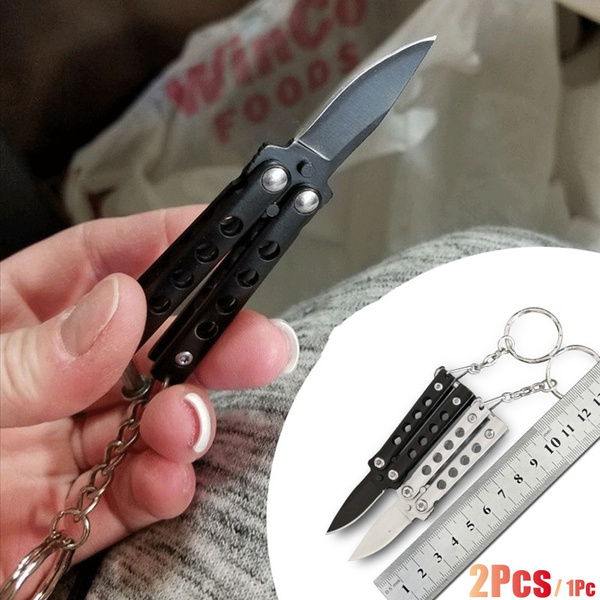 2pcs 1pc Mini Keychain Knife Portable Pocket Folding Knife Outdoor 