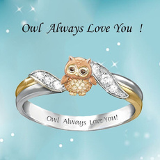 Owl, DIAMOND, Love, 925 silver rings